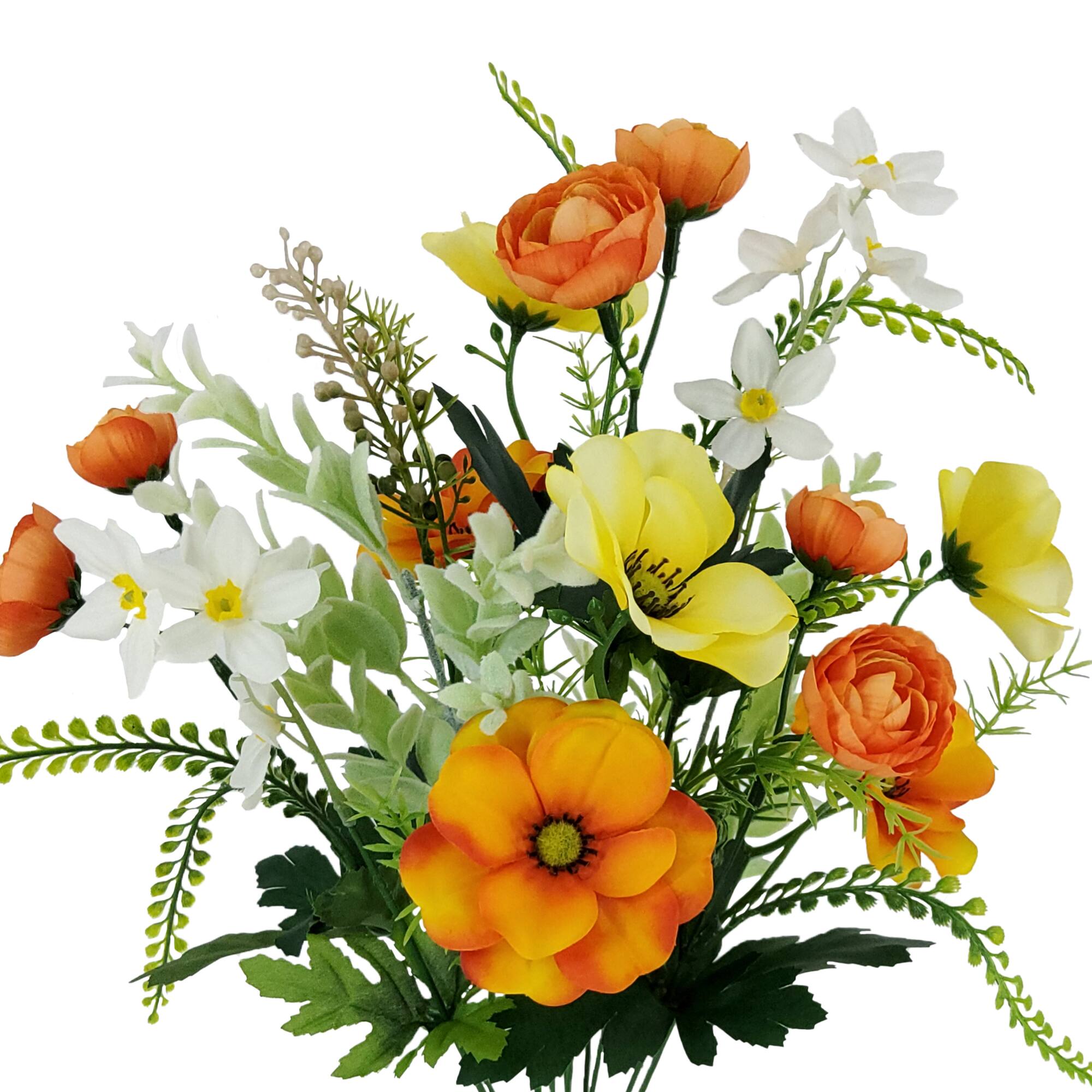 20" Yellow & Orange Poppy, Ranunculus & Berry Bush by Ashland®